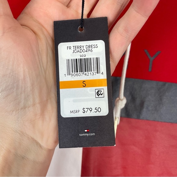 Tommy Hilfiger Red Terry Dress Logo Size Small NWT - Picture 7 of 7
